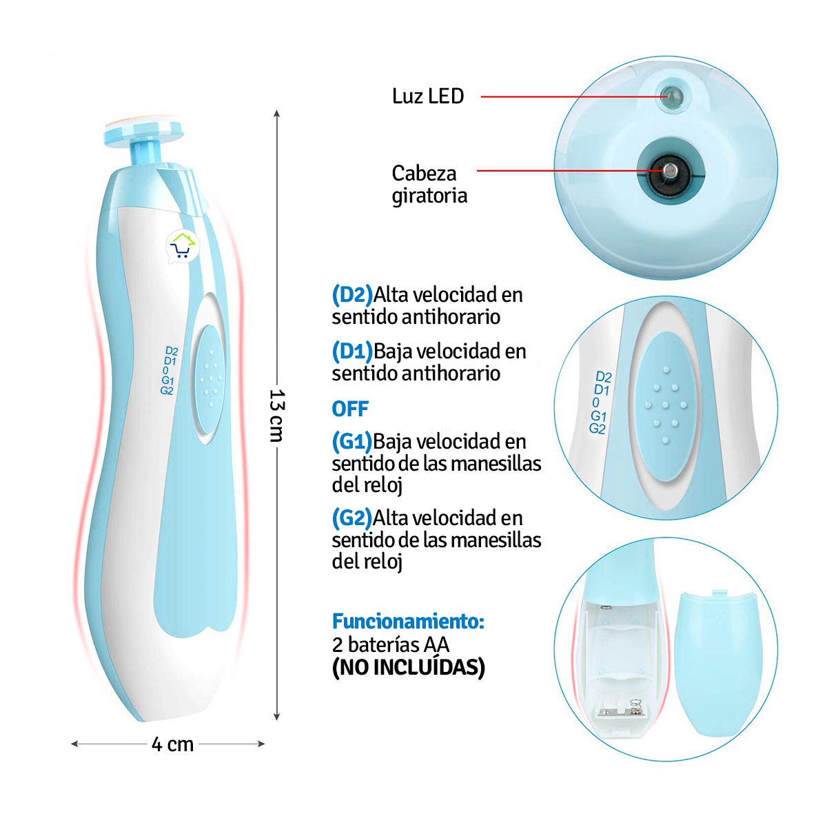 Lima Eléctrica Para Bebés y Adultos Cuidado De Uñas SA29042