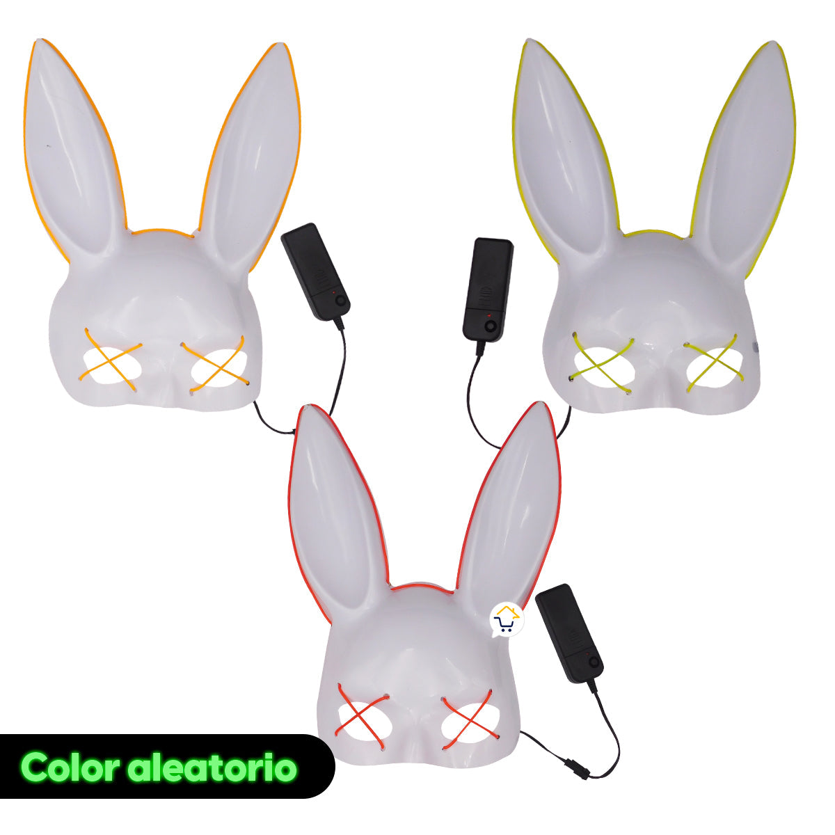 Máscara Neón Conejo Media Cara Accesorio Disfraz Halloween PG395NEON