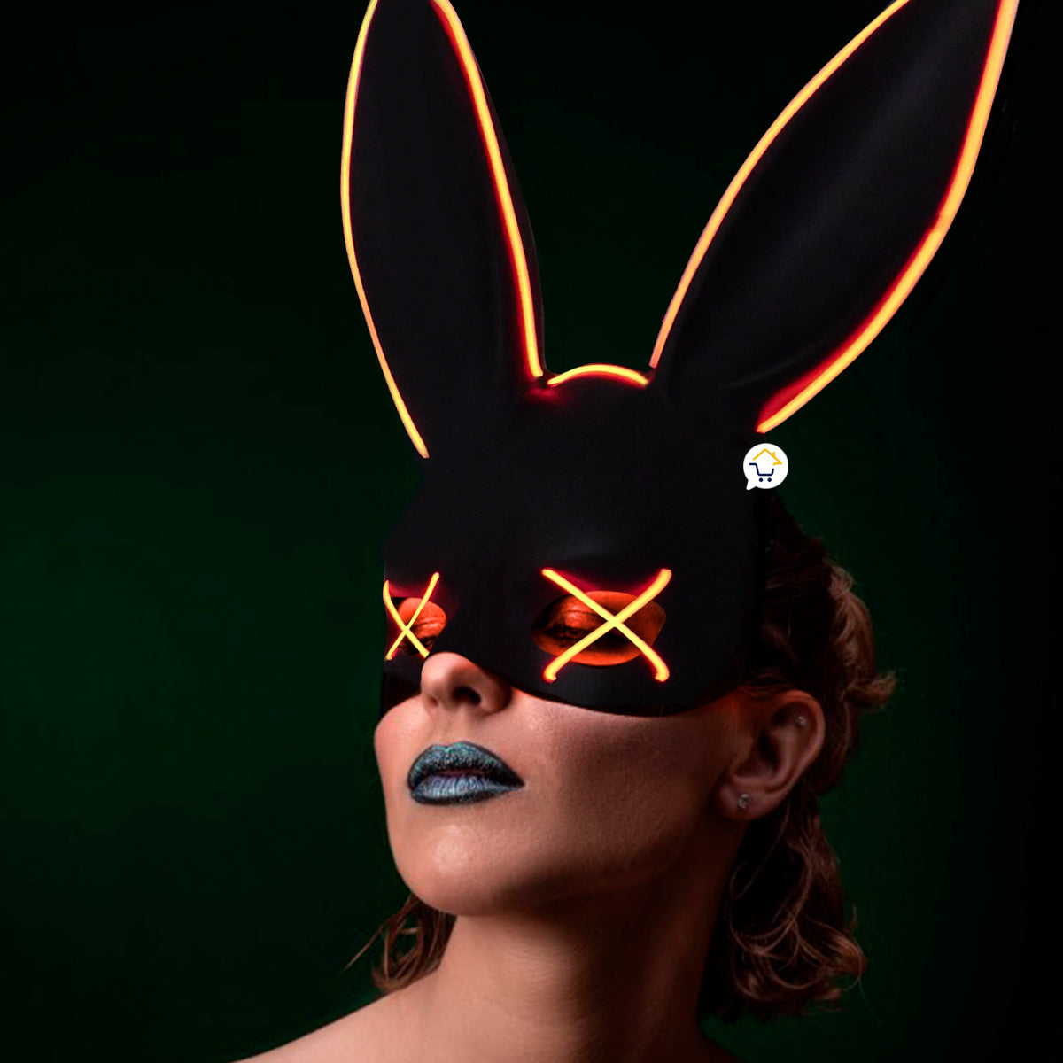Máscara Neón Conejo Media Cara Accesorio Disfraz Halloween PG395NEON