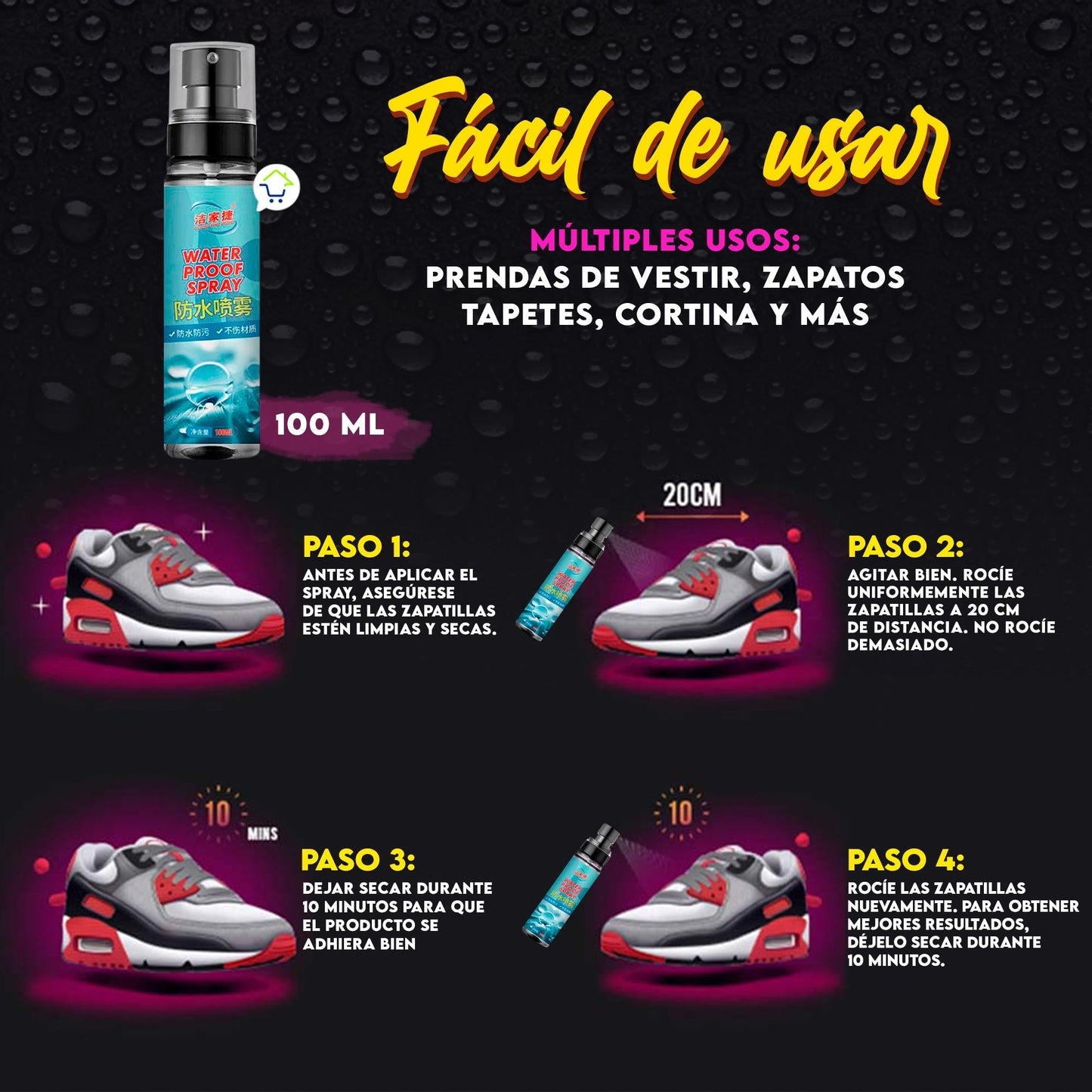 Set x2 Spray Impermeable Multipropósito Nano Protección Contra La Suciedad CENC-008x2