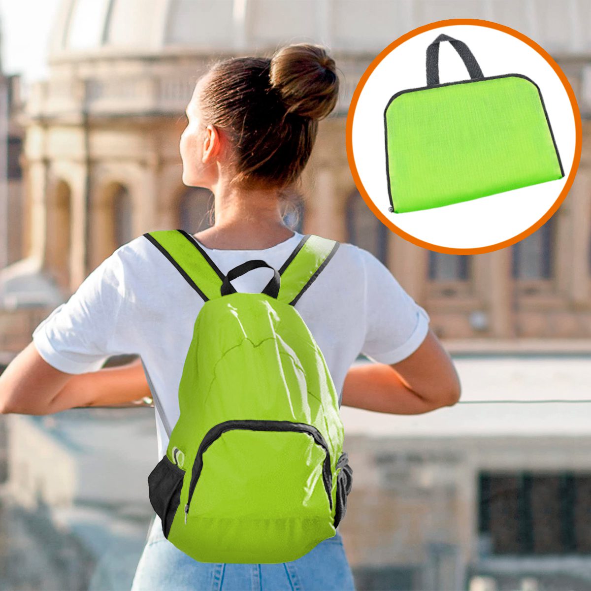Morral Impermeable Plegable Mochila Viaje 2 Bolsillos BPLEG01