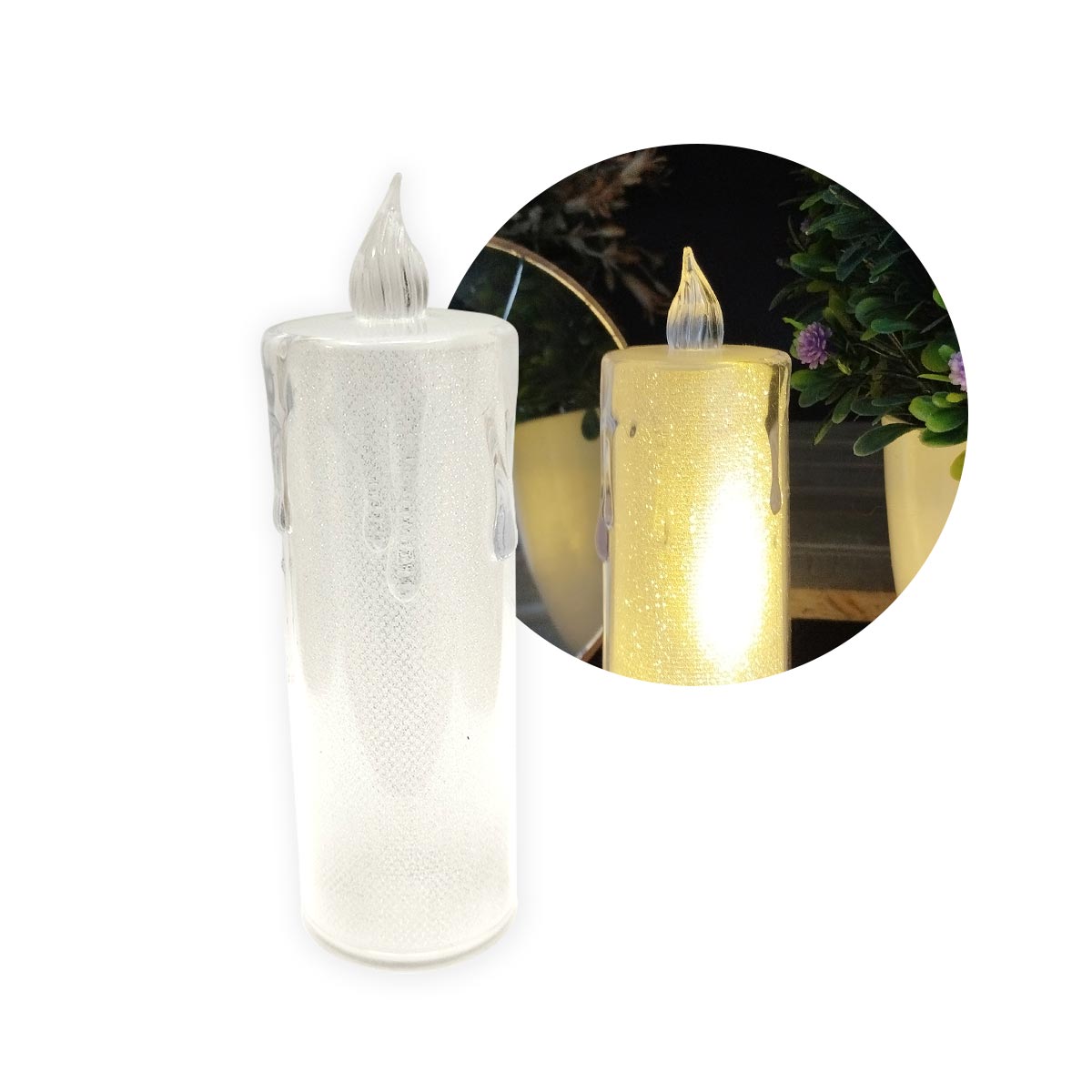 Vela Led Efecto Cristal Decoración Hogar EFC1