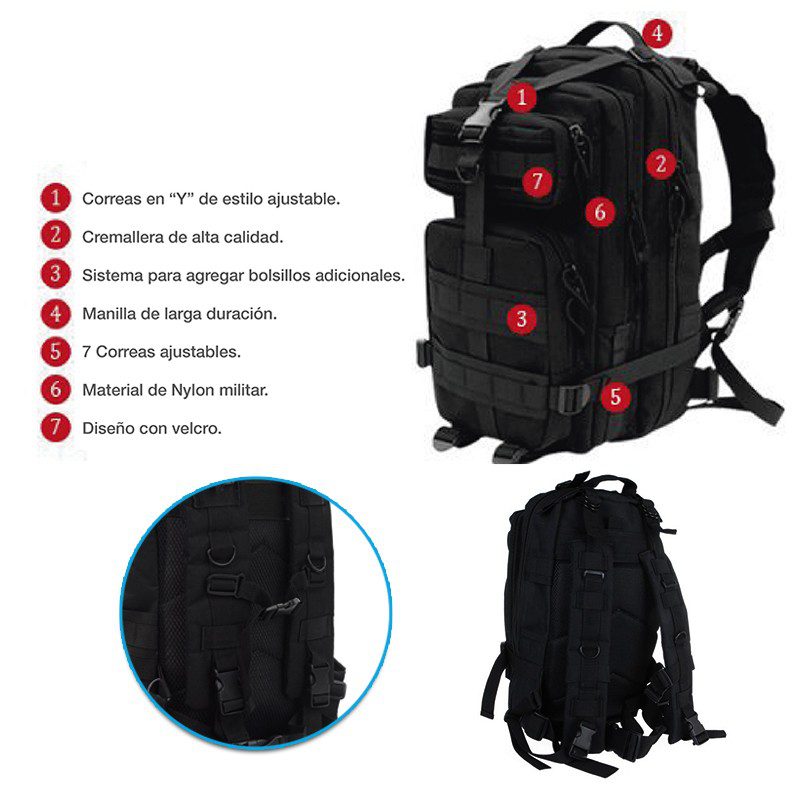 Morral Militar 36L Maletín Táctico Asalto Camuflado Impermeable Ref. 3P