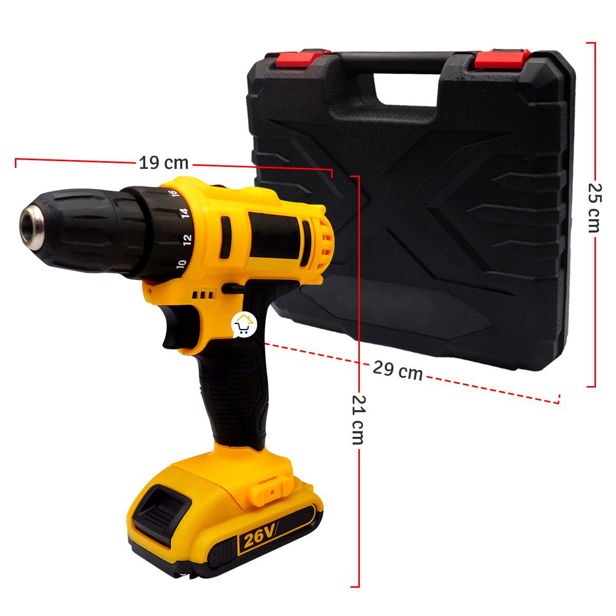Taladro Inalámbrico Recargable 26V Con Estuche Herramientas H01