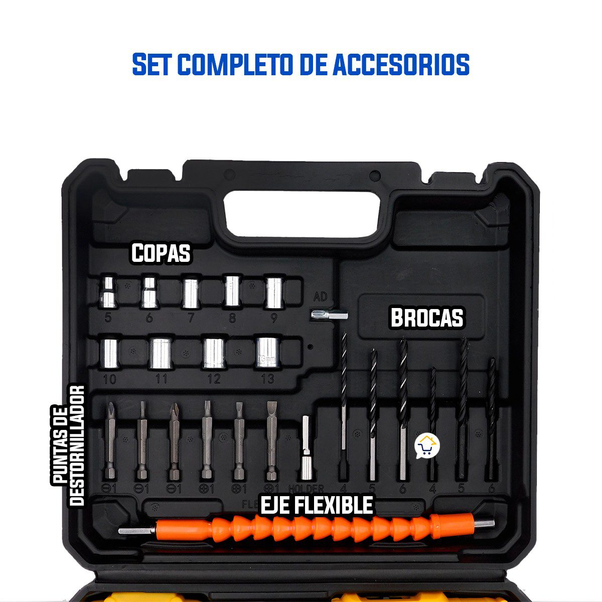Taladro Inalámbrico Recargable 26V Con Estuche Herramientas H01