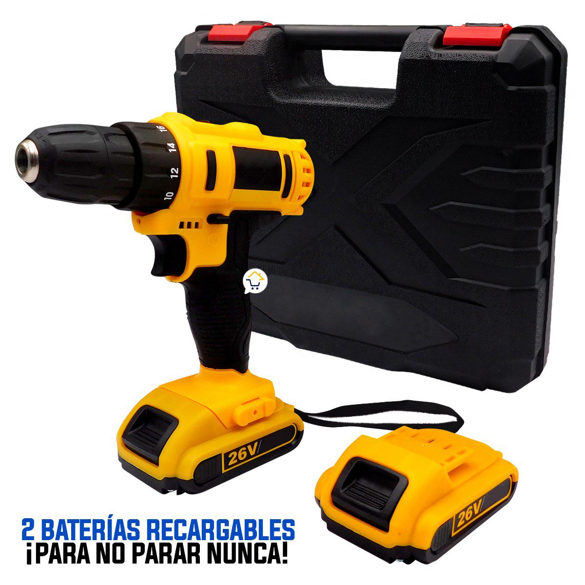 Taladro Inalámbrico Recargable 26V Con Estuche Herramientas H01
