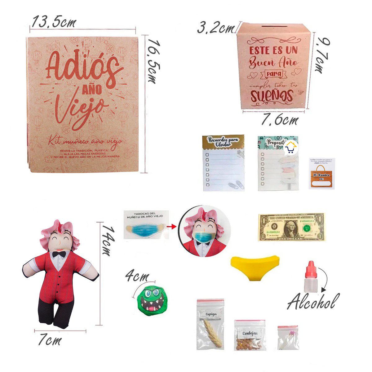 Kit Año Viejo Muñeco Caja Ritual Fin De Año KAV20