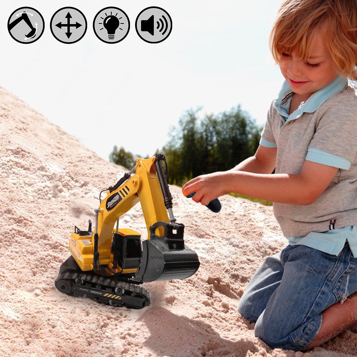 Excavadora Control Remoto Movimientos Realistas Luces Sonidos 393