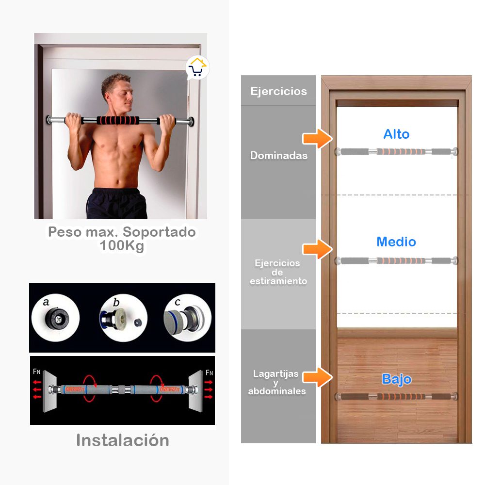 Barra Ejercicios Puerta Dominadas Abdominales 8062-5