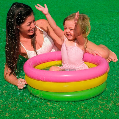 Piscina Inflable Redonda 3 Aros + Base Acolchada Infantil NP