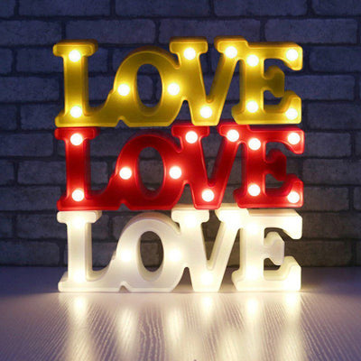 Lámpara Decorativa 3D Luz Led Letra Love Hogar Romántico RF 195