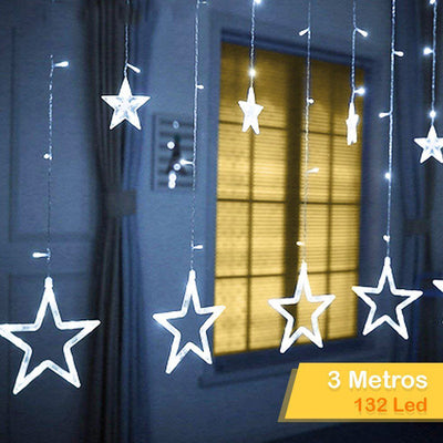 Extensión Luces Led Estrella X3 Metros Luz Navidad Blanco RF 2091