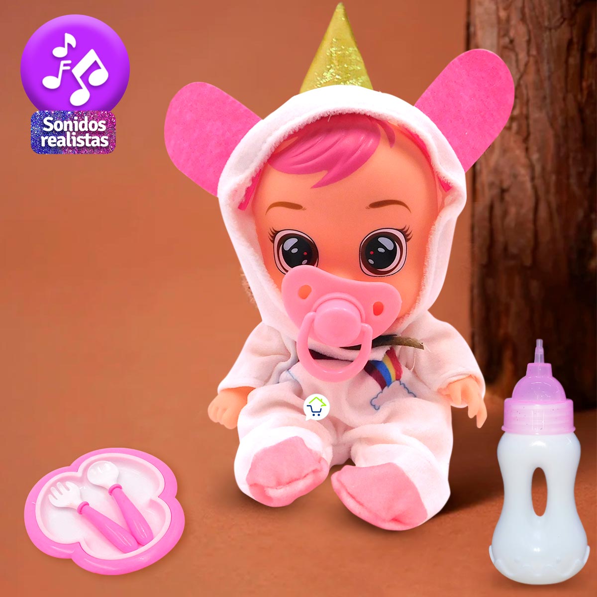 Muñeca Bebé Con Sonidos Realistas Tetero y Accesorios HY811