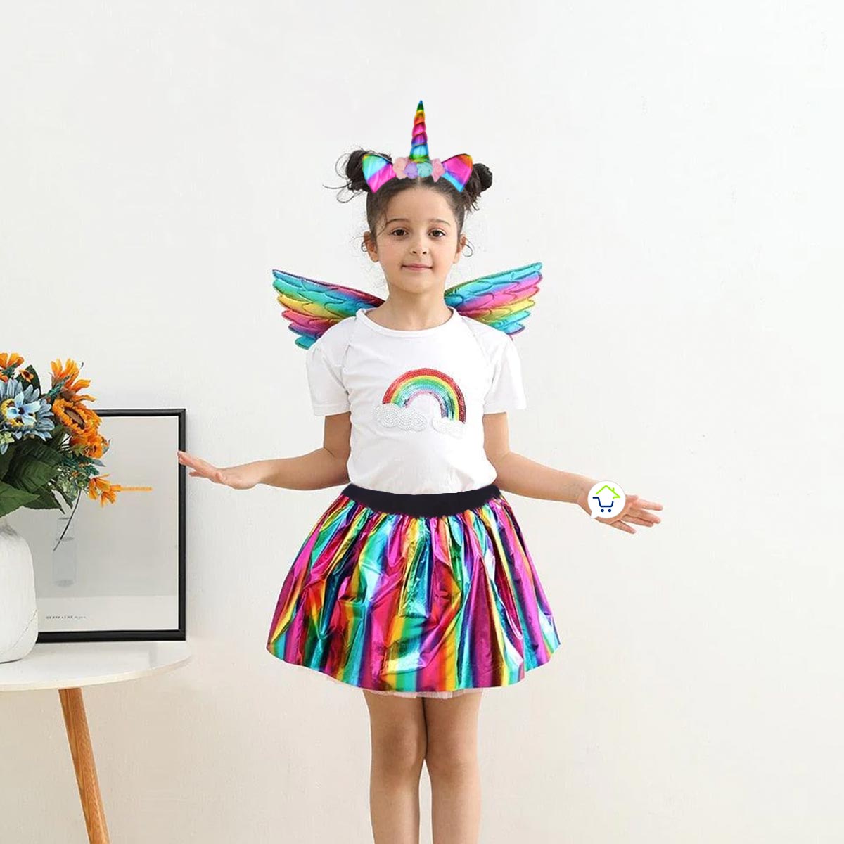 Set Disfraz Unicornio Accesorios Alas Diadema Halloween Niñas Fiesta OF483