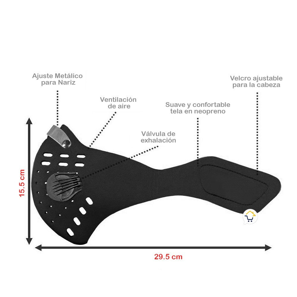 Mascara Antipolución Anti Viral Tapabocas Filtro Carbón Activo MJ-383