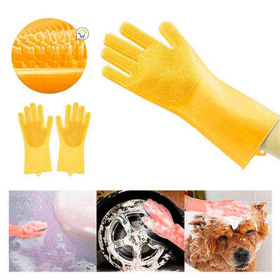 Guantes Silicona Multiusos Lava Vajilla Platos Baño Mascotas Amarillo HD4838 AM