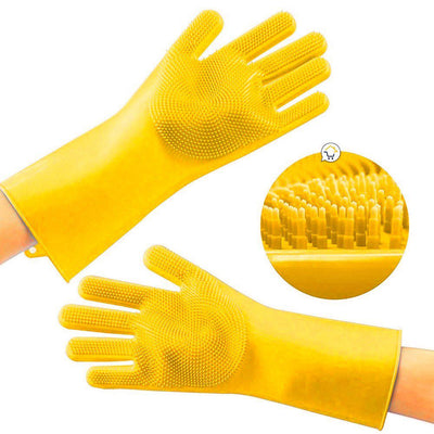 Guantes Silicona Multiusos Lava Vajilla Platos Baño Mascotas Amarillo HD4838 AM