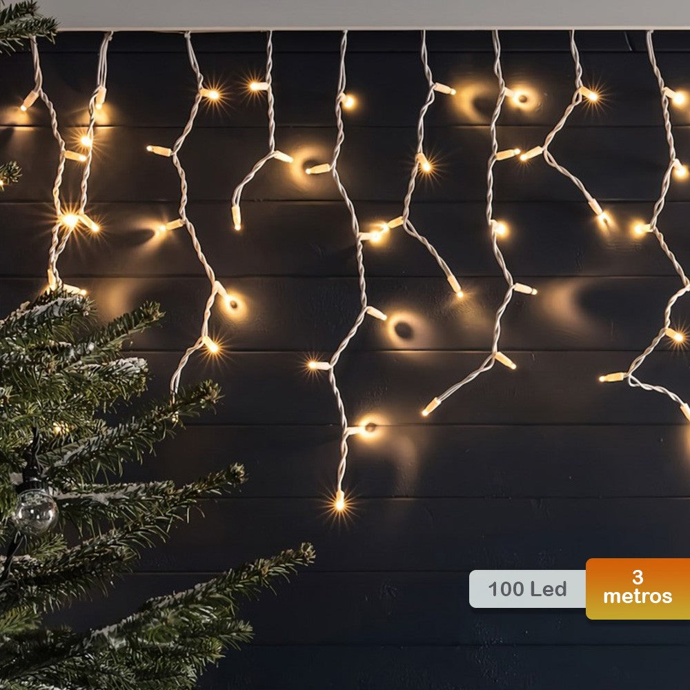 Cortina LED Intercalada 3 Metros 100 LED Decoración Navidad Cálida 100LEDCC4