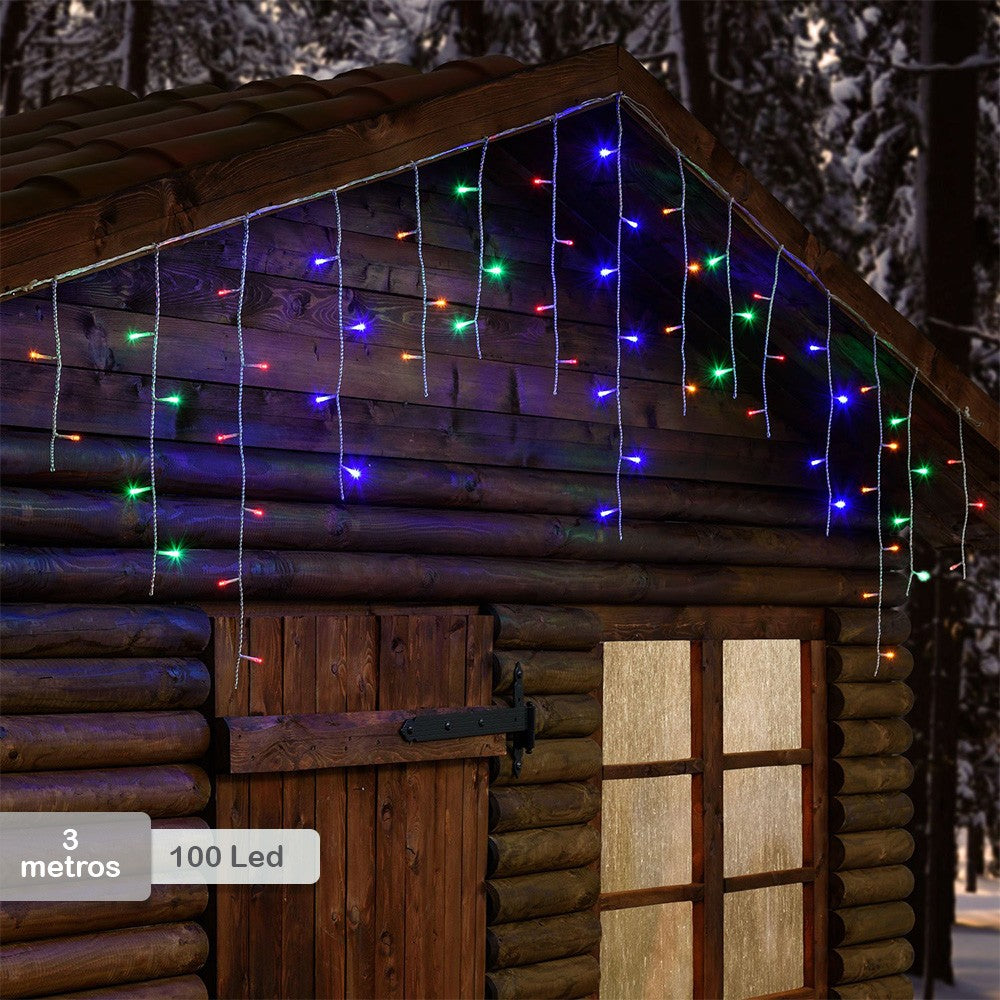 Cortina Led Intercalada 3 Mts X 45 Cm 100 Led Multicolor Luces Navidad 100LEDCM3