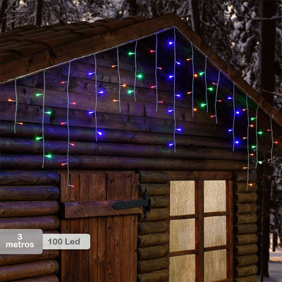 Cortina Led Intercalada 3 Mts X 45 Cm 100 Led Multicolor Luces Navidad 100LEDCM3