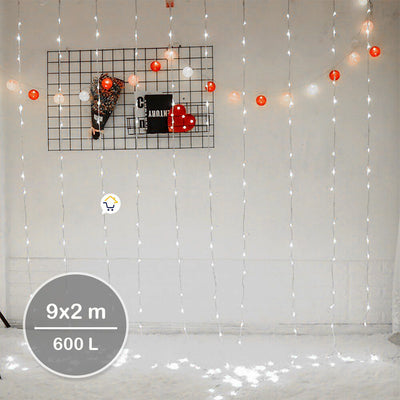 Luz Cascada 9X2 Metros 600 LED Luces Navidad BLANCA 600LEDB