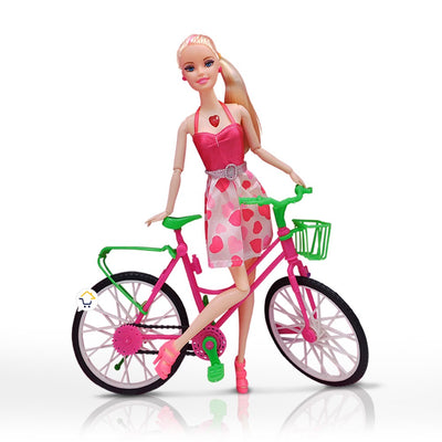 Muñeca Articulada Musical Fashion con Bicicleta Niñas HB017