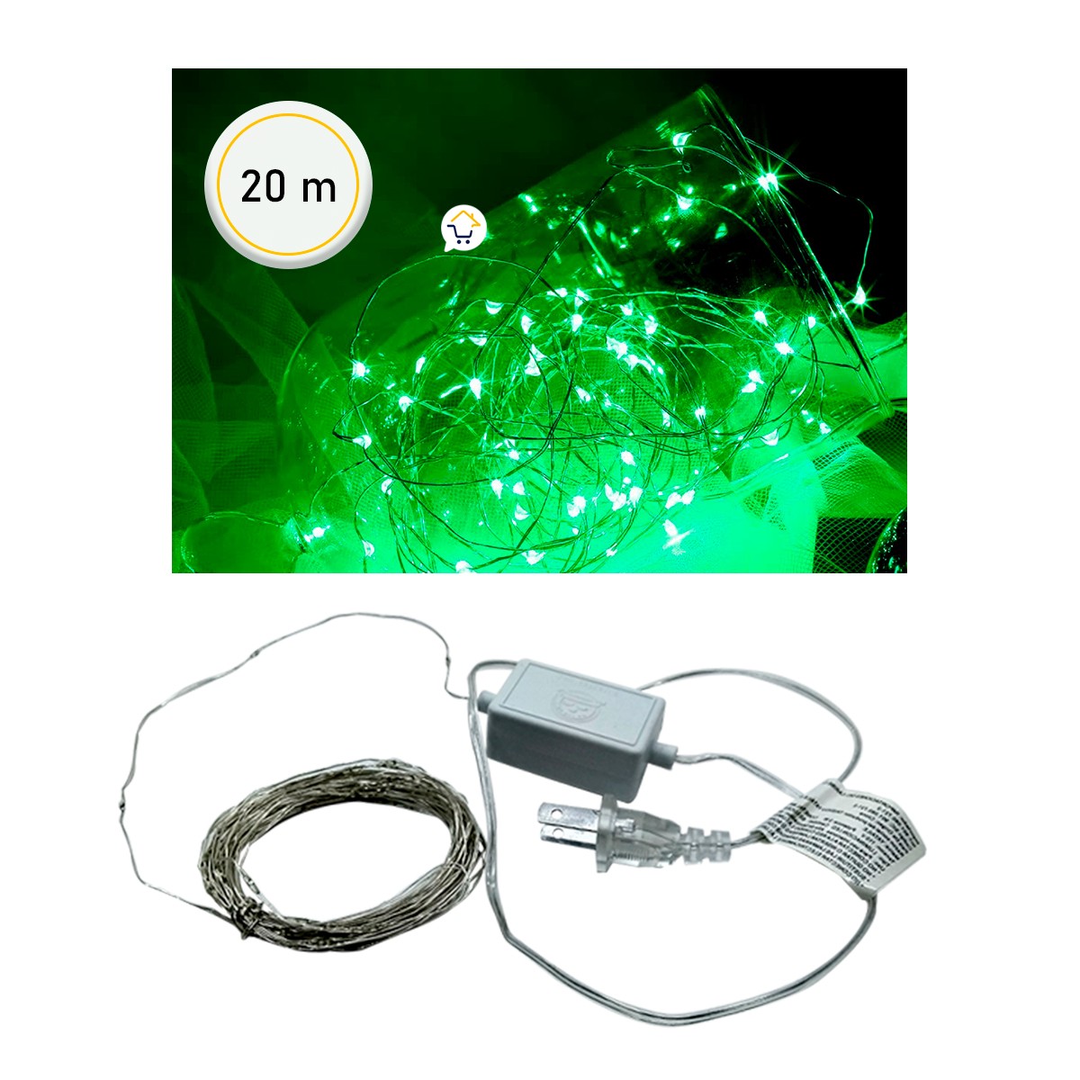 Extensión Micro LED Lineal 20 m 200 Luces Navidad Verde 1554