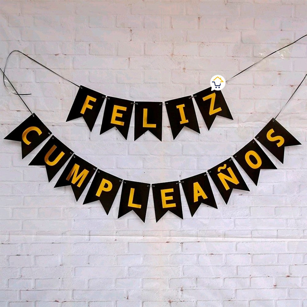 Kit Decoración Feliz Cumpleaños Globos y Guirnalda Letrero OE139