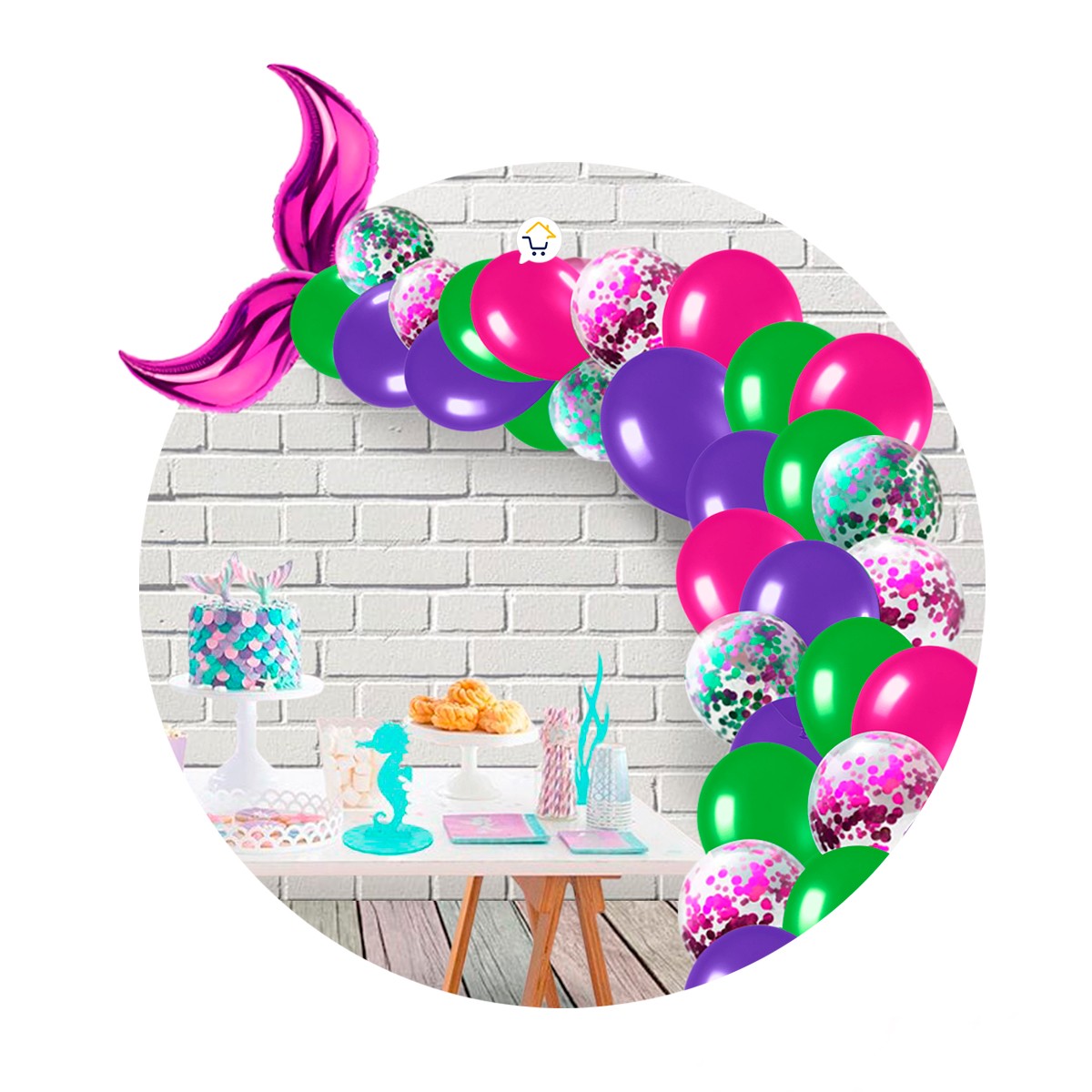 Kit Decoración Globos Cola Sirena Fiesta Temática Cumpleaños OE135