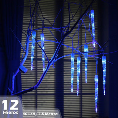 Luz led Tubo Hielo 4.5 Metros 12 Hielos Azul 1806
