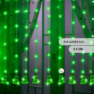 Cortina Micro LED 12 Tiras Estilo Campana 3 x 2 m 312 Luces 1620