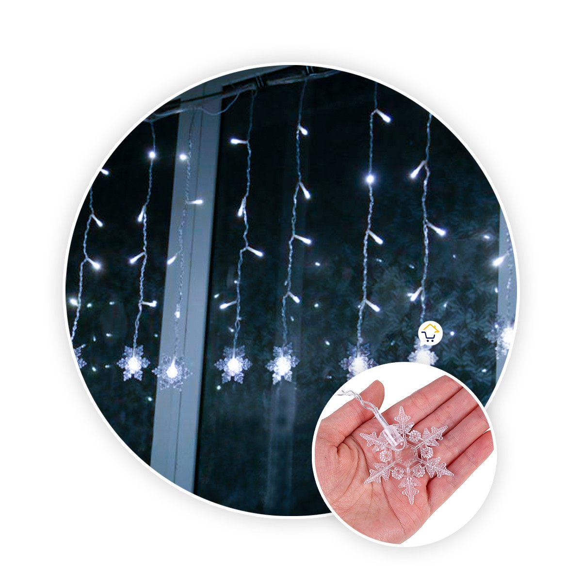 Luces Led Copos De Nieve 6 M Extensión Cortina Luz Navidad Blanco 2086B