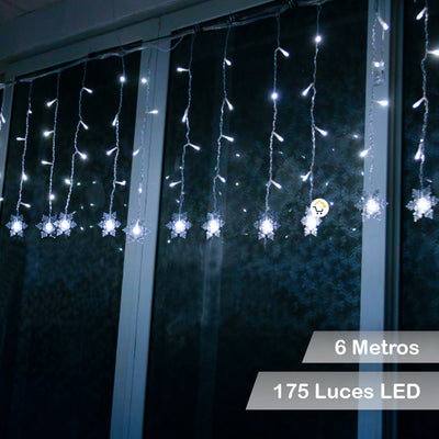 Luces Led Copos De Nieve 6 M Extensión Cortina Luz Navidad Blanco 2086B