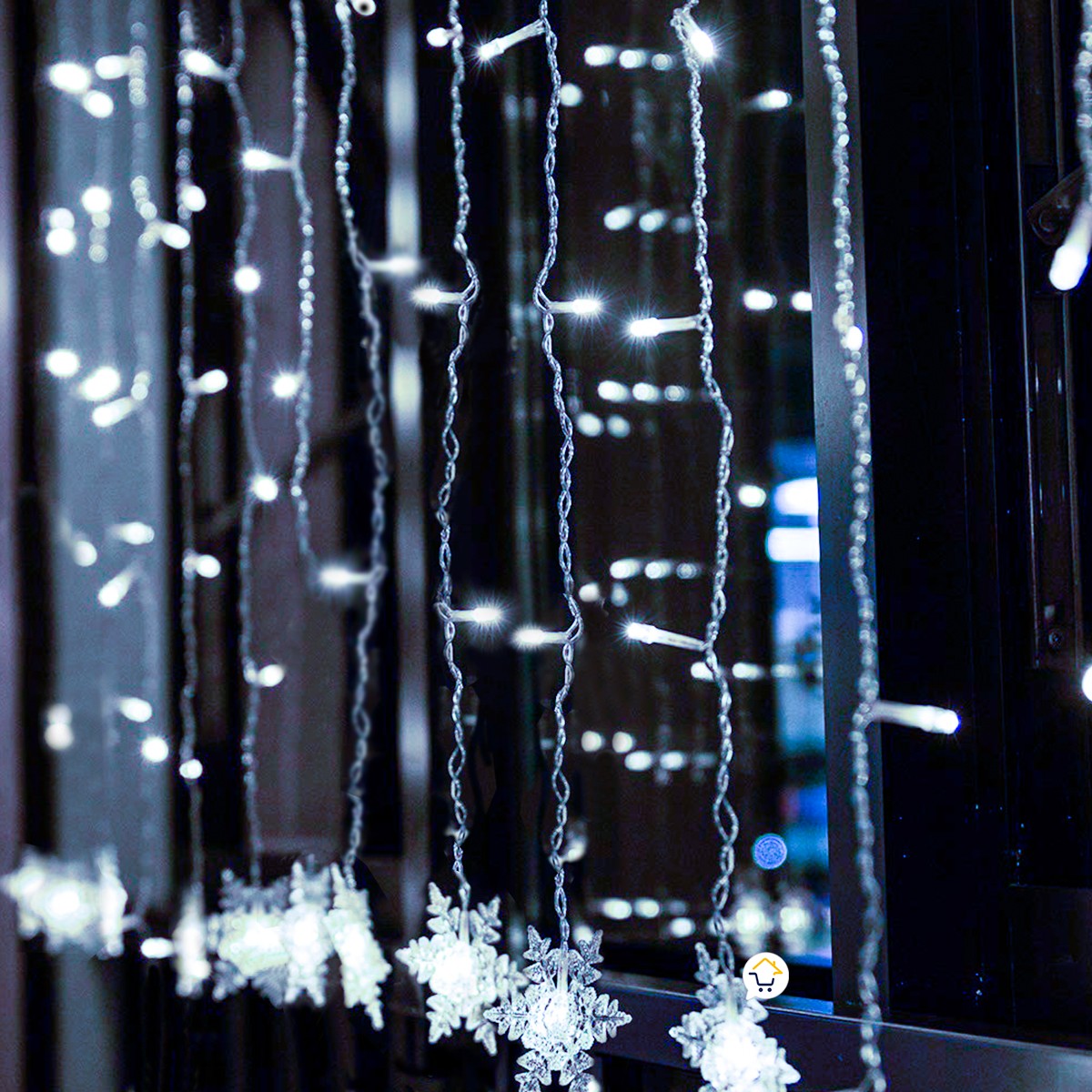 Luces Led Copos De Nieve 6 M Extensión Cortina Luz Navidad Blanco 2086B