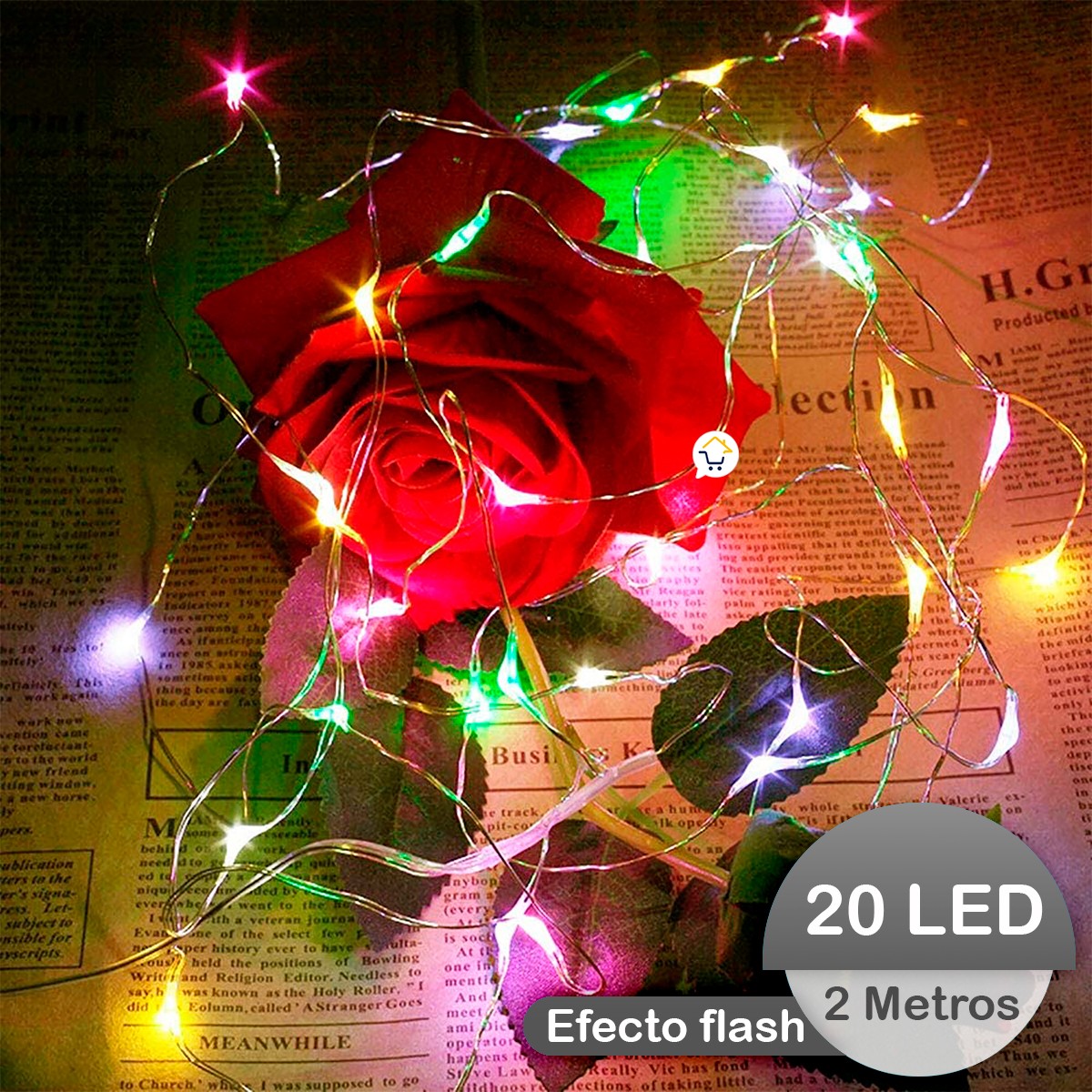 Luces Micro Led Flash Decoración X20 Led Luz Navidad Función Pila Multicolor TX20CM