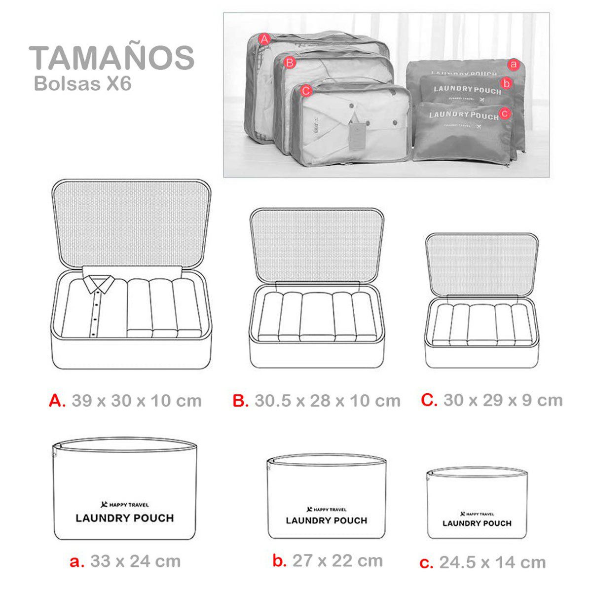 Bolsos Viajeros X6 Organizador Maleta Equipaje GM1911-211