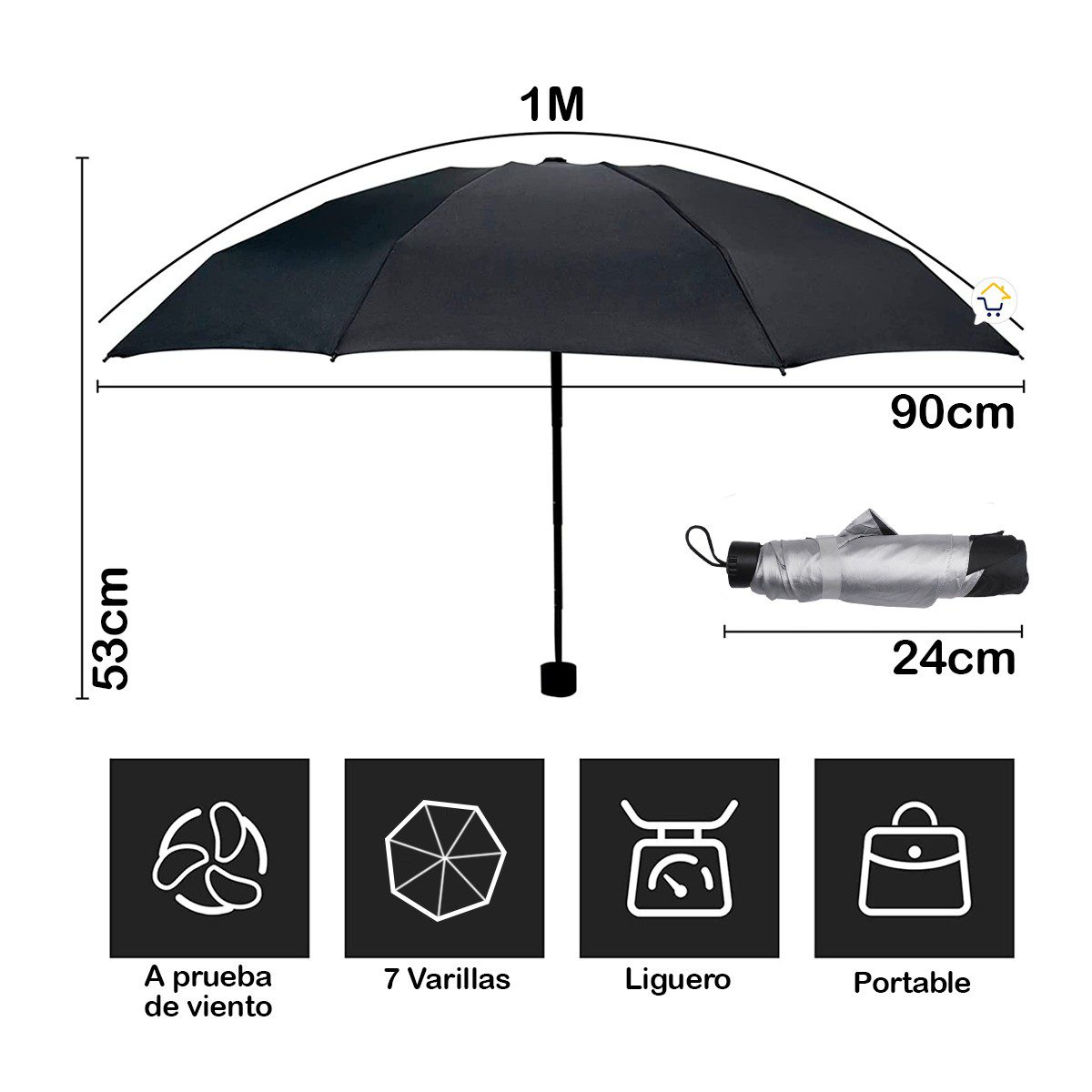 Sombrilla Anti-viento Manual Paraguas Portable Lluvia F156