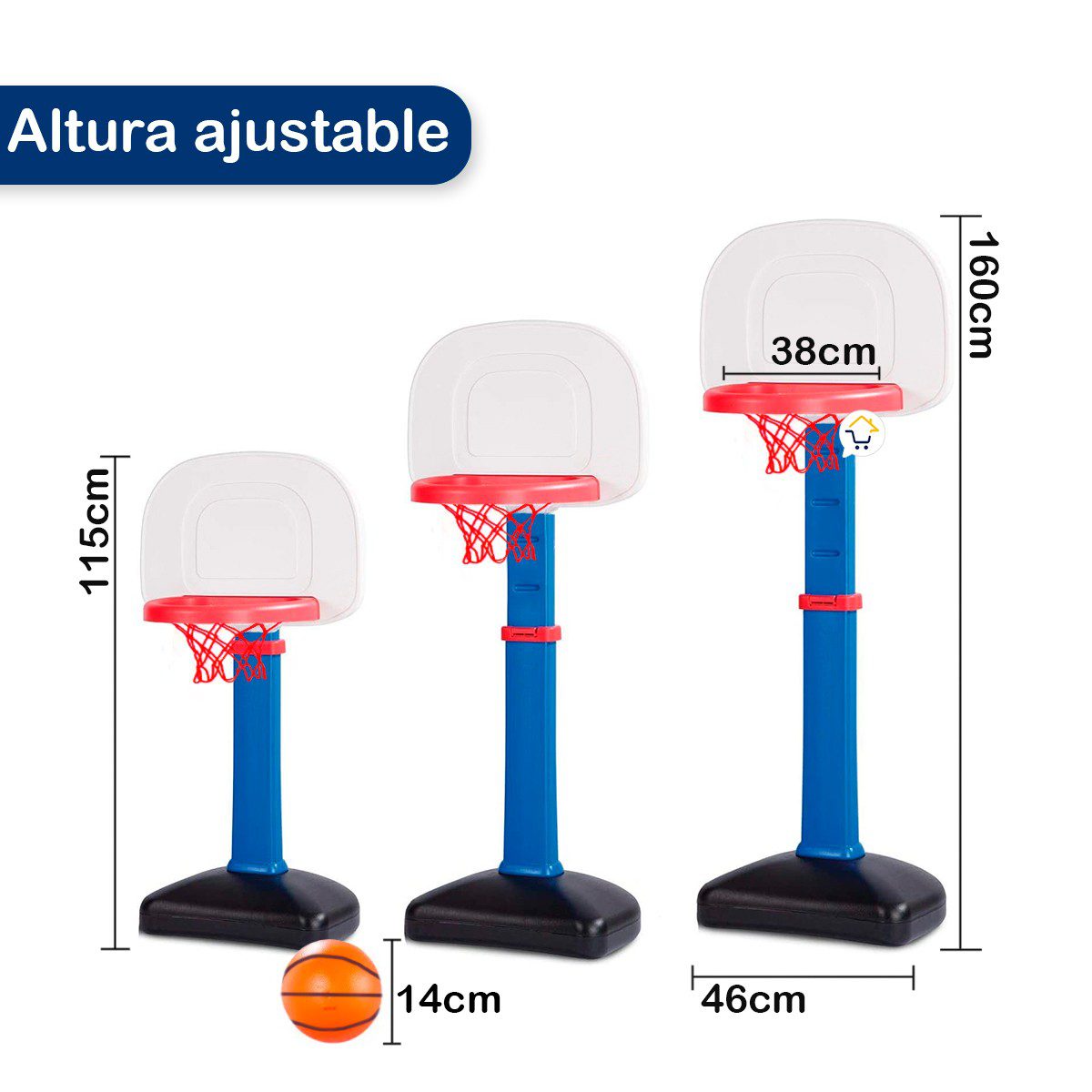 Set Cancha Baloncesto Ajustable Canasta Basketball Infantil PF3955