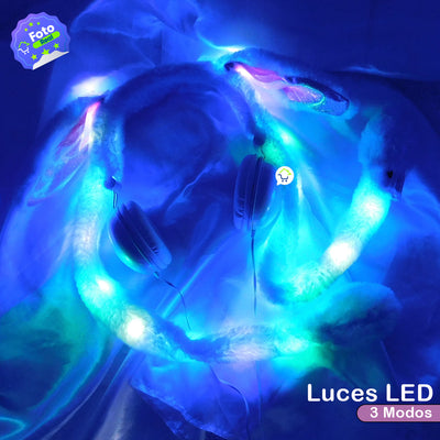 Audífonos Orejas Móviles Diadema Luces Led Felpa QL412