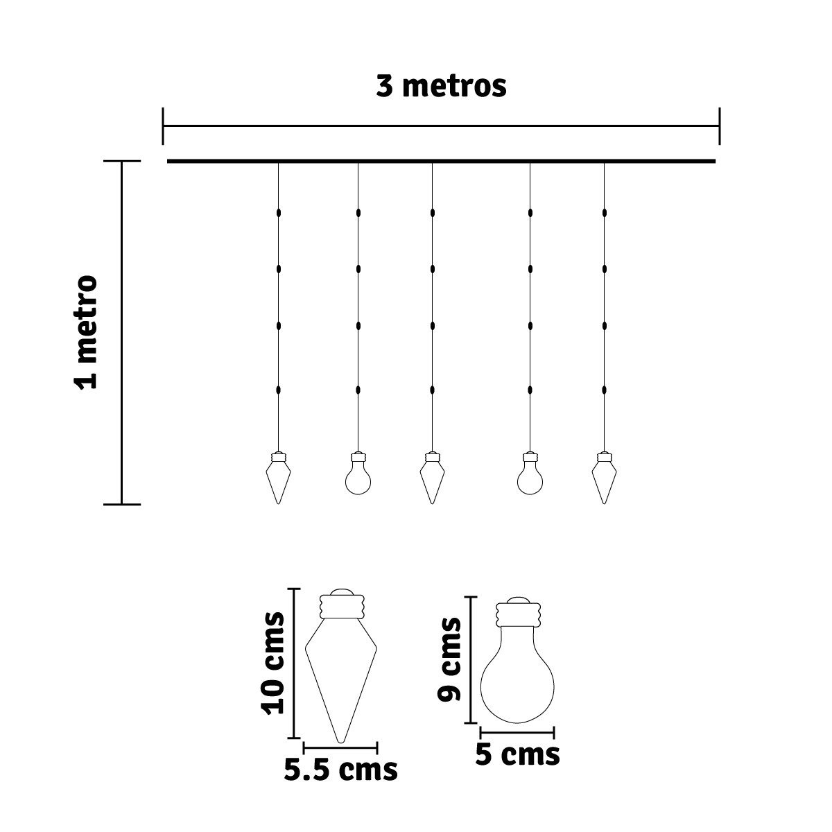 Extensión Micro LED Cortina 3X1m 168 Bombillos Diamantes Blanca 1607