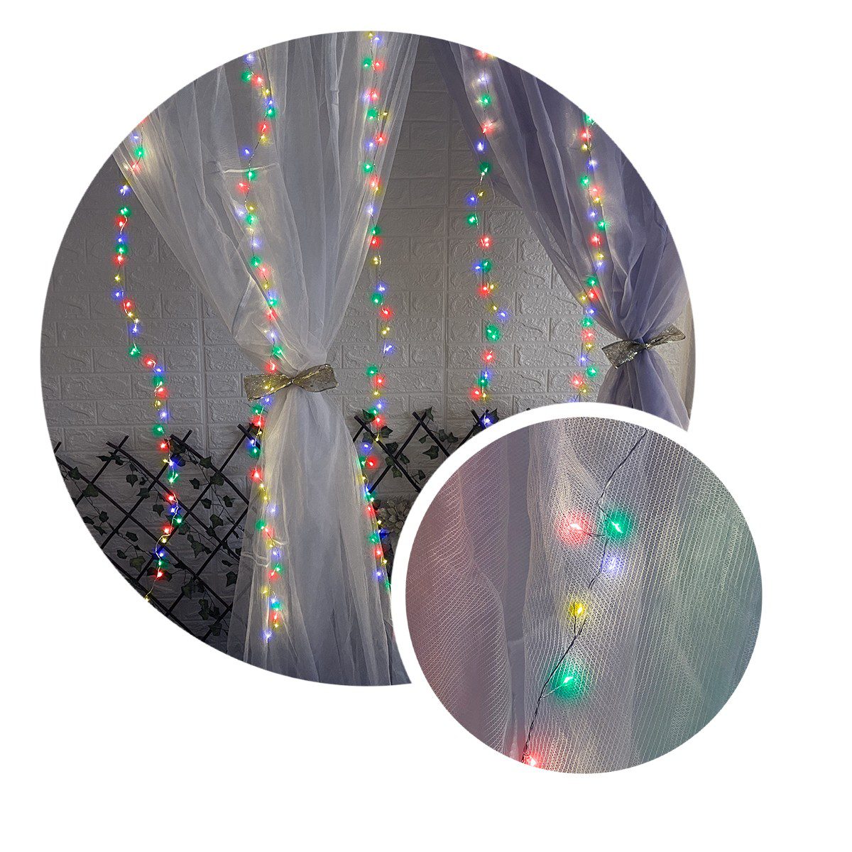 Cortina Micro Led Ramal 6x1,8 m 1440 LED Decoración Navidad Multicolor 1593