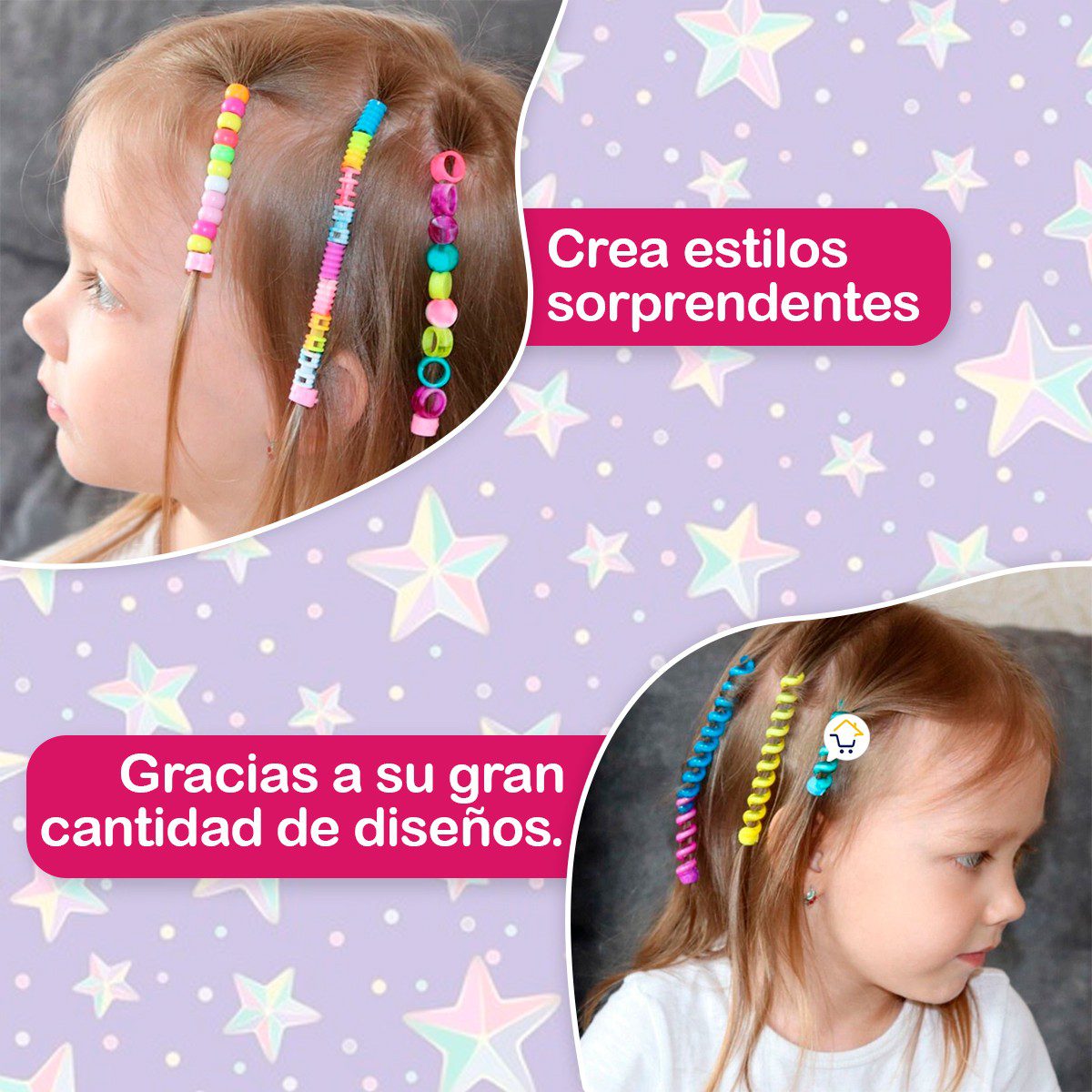 Set De Peinados Chaquiras Accesorios Cabello Juguete Infantil MBK205A