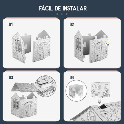 Casa Armable Para Colorear Cartón Marcadores Juguete TENT1BL