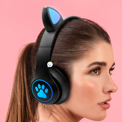 Audífonos Inalámbricos Orejas Gato Diadema LED Bluetooth VZV23M