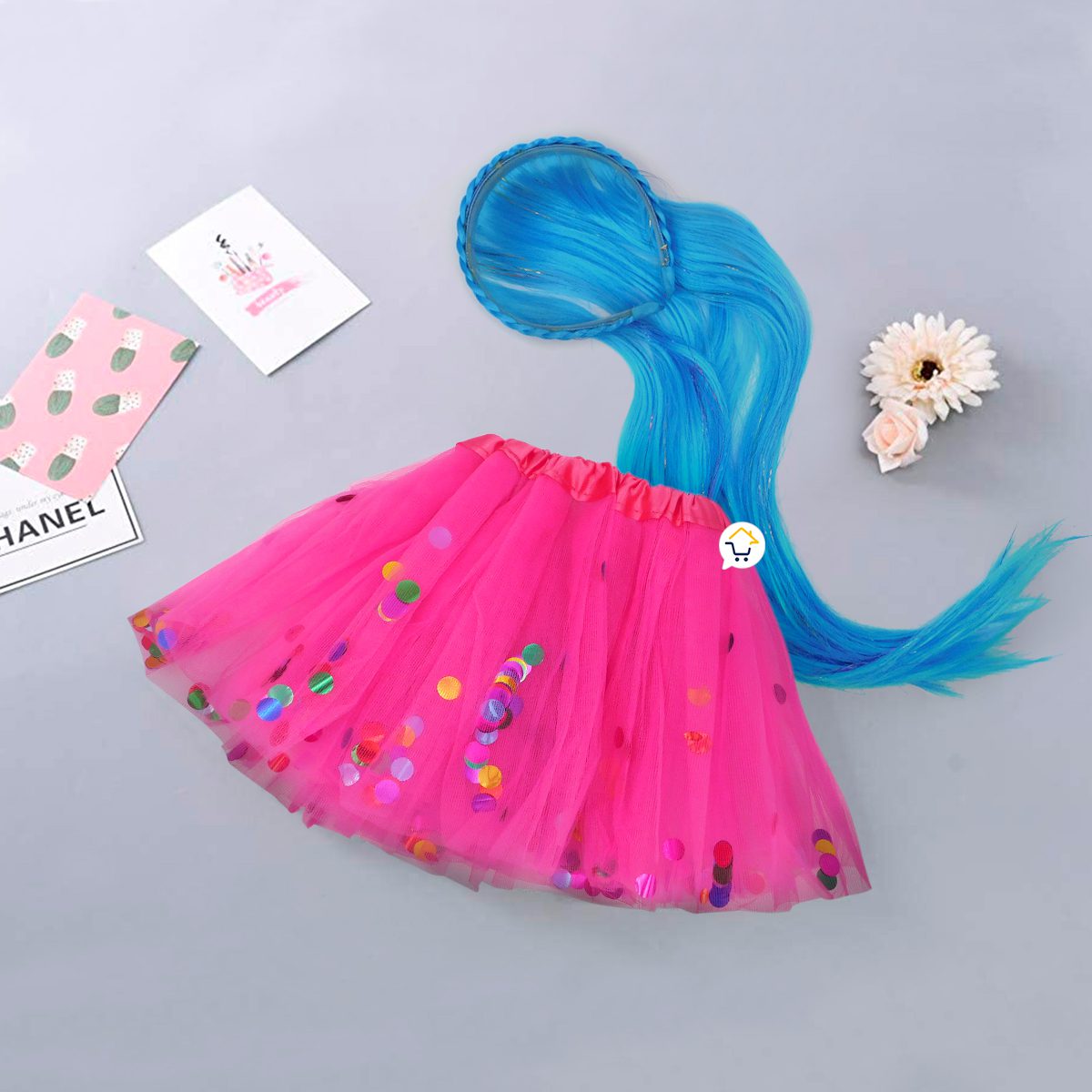 Diadema Extensiones Glitter + Tutu Colores Niña Disfraz 362202