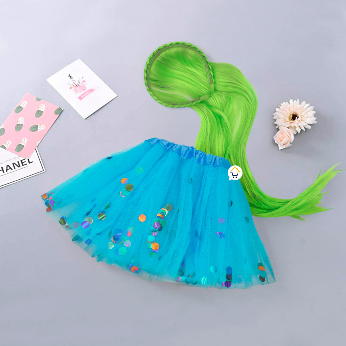 Diadema Extensiones Glitter + Tutu Colores Niña Disfraz 362202