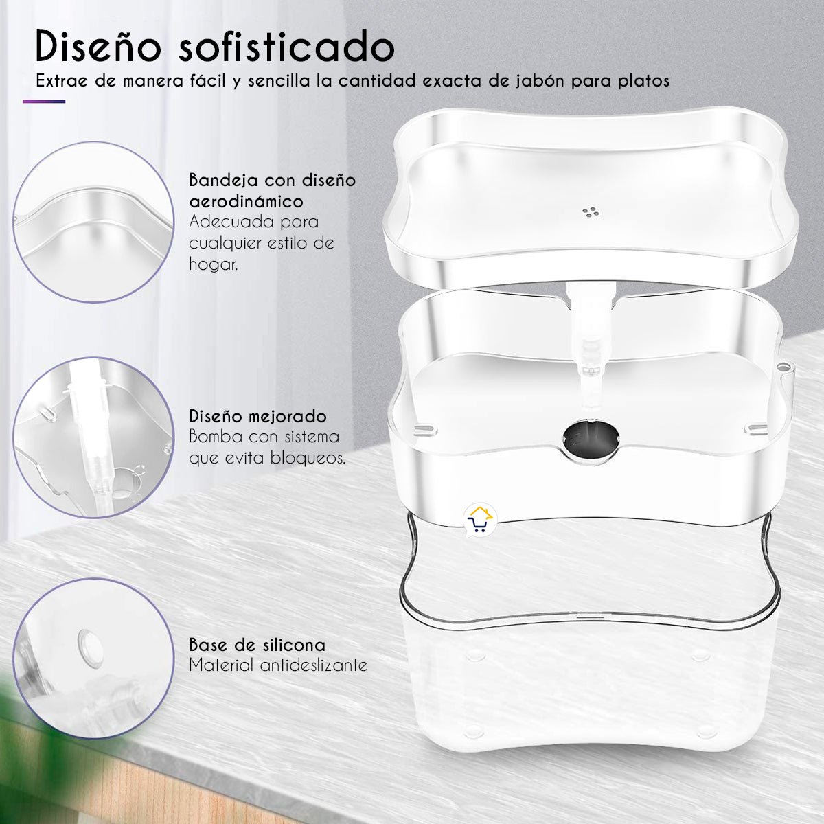 Dispensador Jabón Lavaplatos Esponja Cocina DSCO02