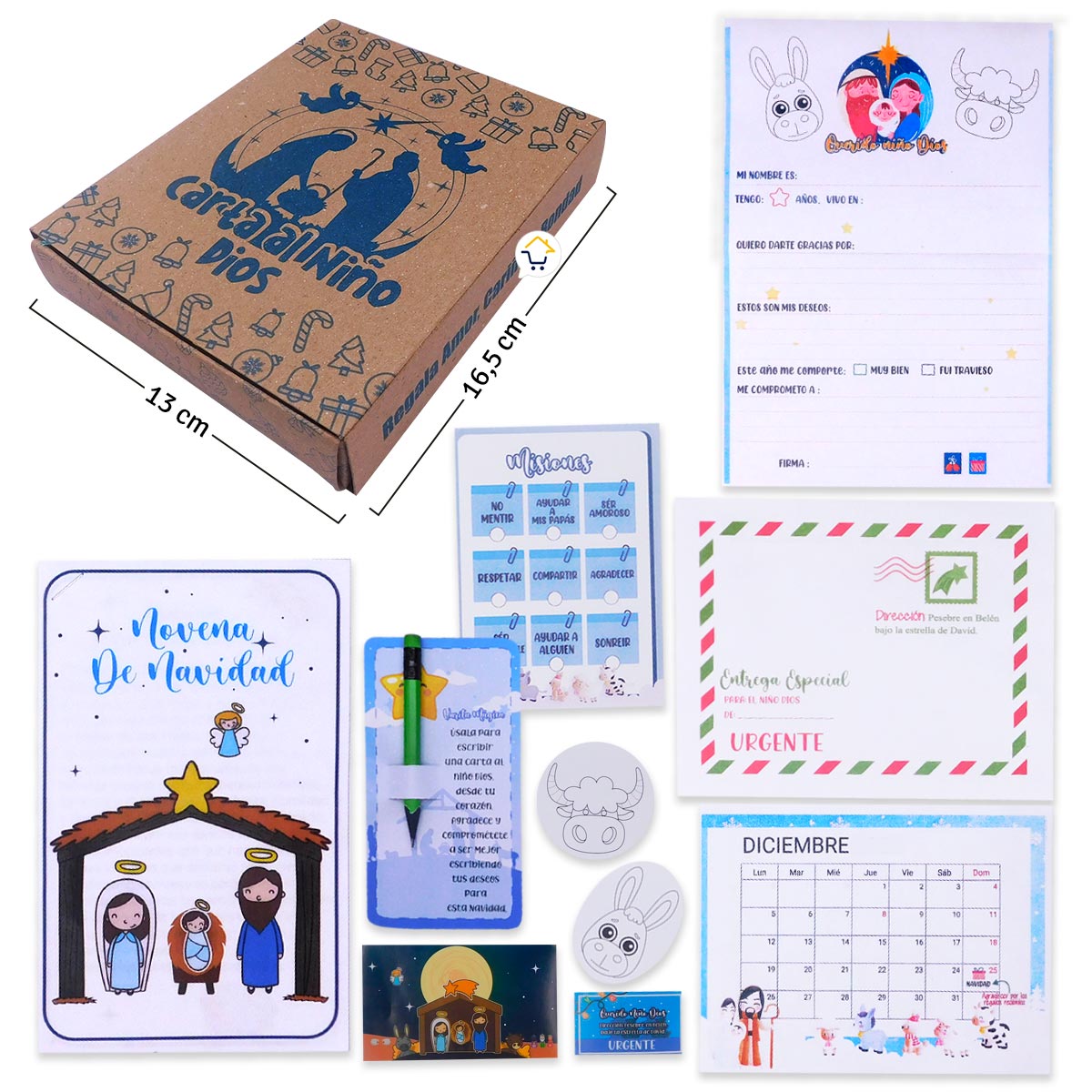 Kit Carta Al Niño Dios Caja Ritual Lista de Deseos Año Viejo Navidad KCND