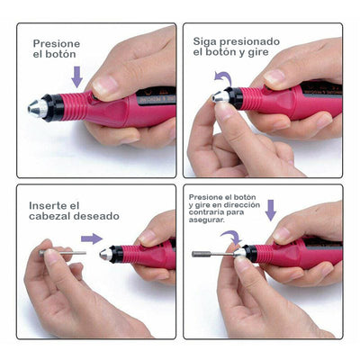 Kit Pulidor De Uñas Eléctrico Removedor Acrílico Manicure Pedicure RF PT1