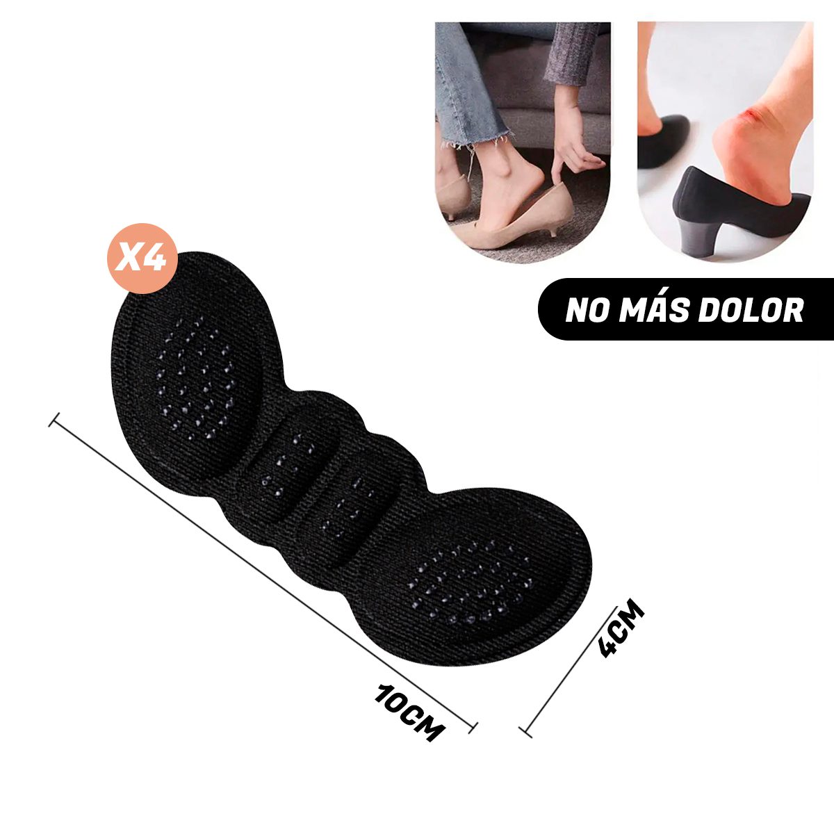 Plantillas Para Tacones X4 Protector Talón Almohadillas Zapatos Tacón C4S